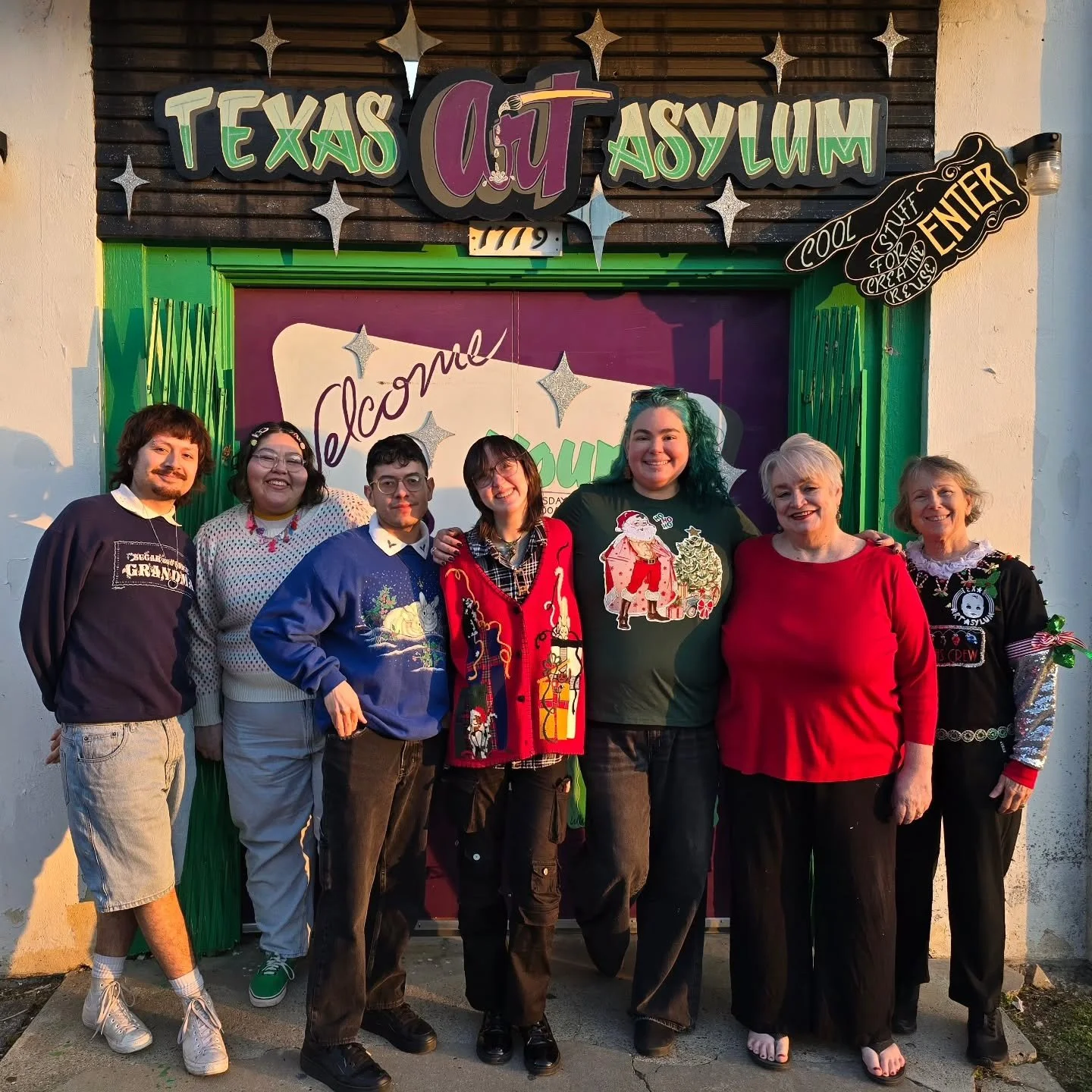 Happy Holidays from us at Texas Art Asylum &amp; check out our festive wear! We have all the supplies to make your very own festive shirts or &quot;ugly&quot; sweaters too.