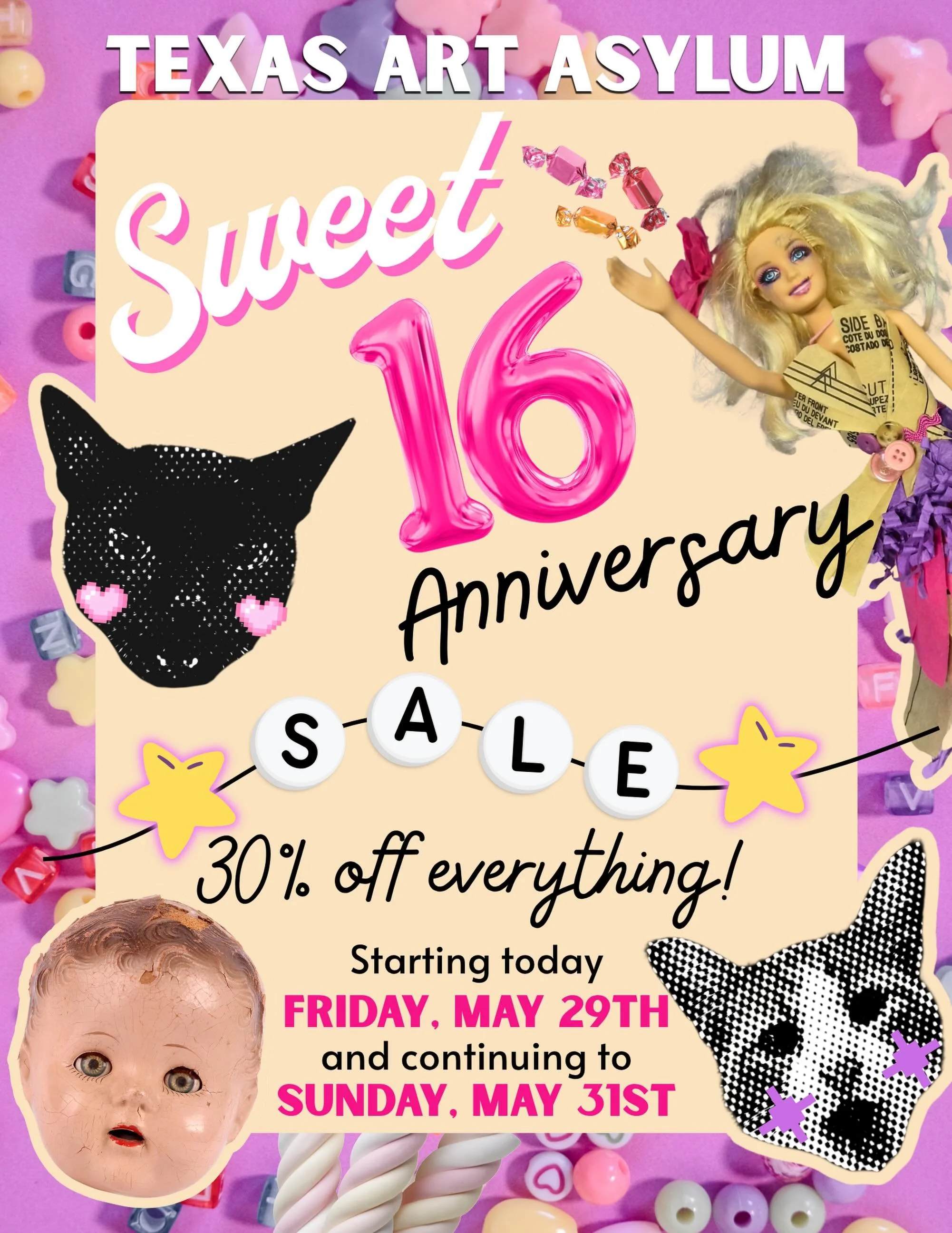 Our Sweet 16 sale starts today and runs through Sunday. Tons of sweet treats and a fun bracelet bar on Saturday too! Hope to see you this weekend!