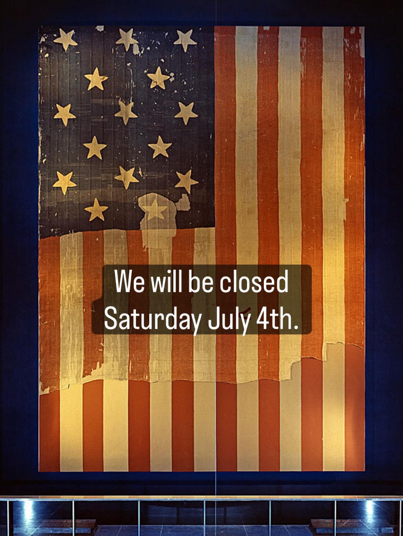 We will be closed for the 4th but open all other days on our regular schedule &mdash; 10-6 Tuesday-Friday and 1-6 Sunday. 🧨