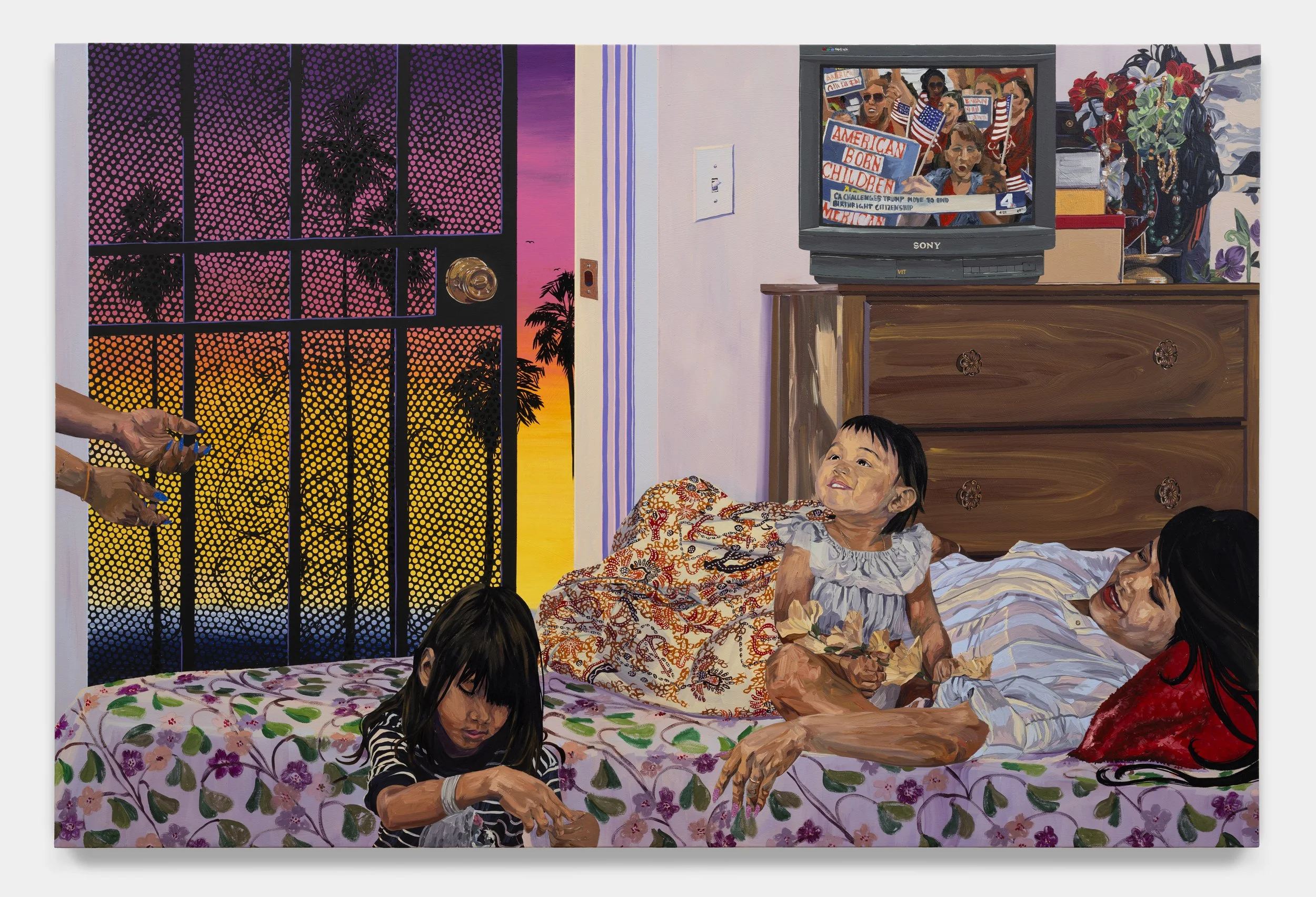 Can I Hold You? 48 x 72 in (121.92 x 182.88 cm), glitter, acrylic and oil on canvas