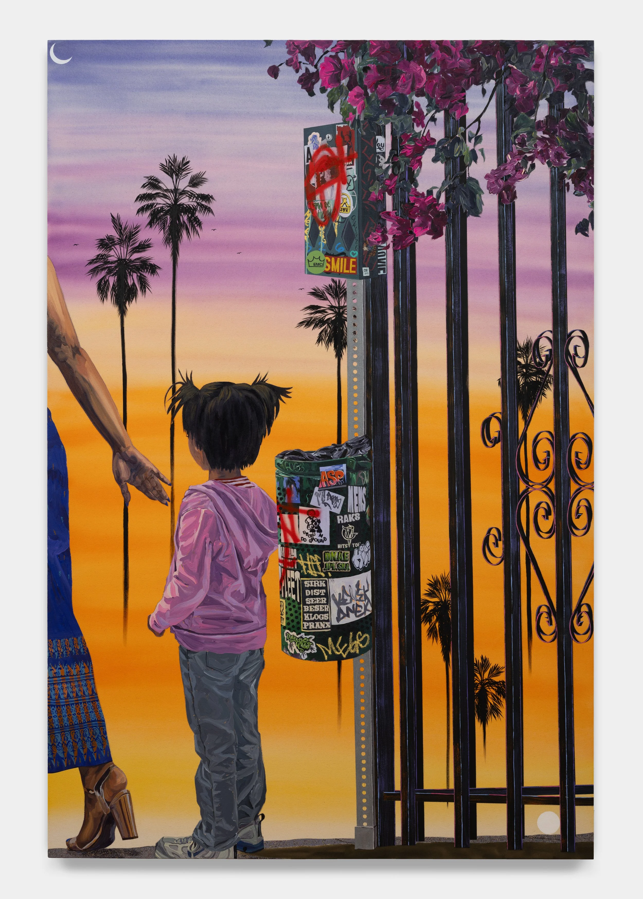 Around the Corner, 72 x 48 in (182.88 x 121.92 cm), glitter, acrylic and oil on canvas