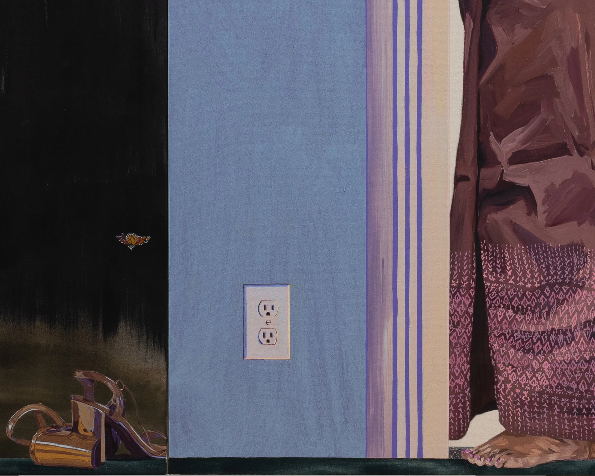 What Are You Looking At?, 72 x 144 in (182.88 x 365.76 cm), glitter, acrylic and oil on canvas, detail