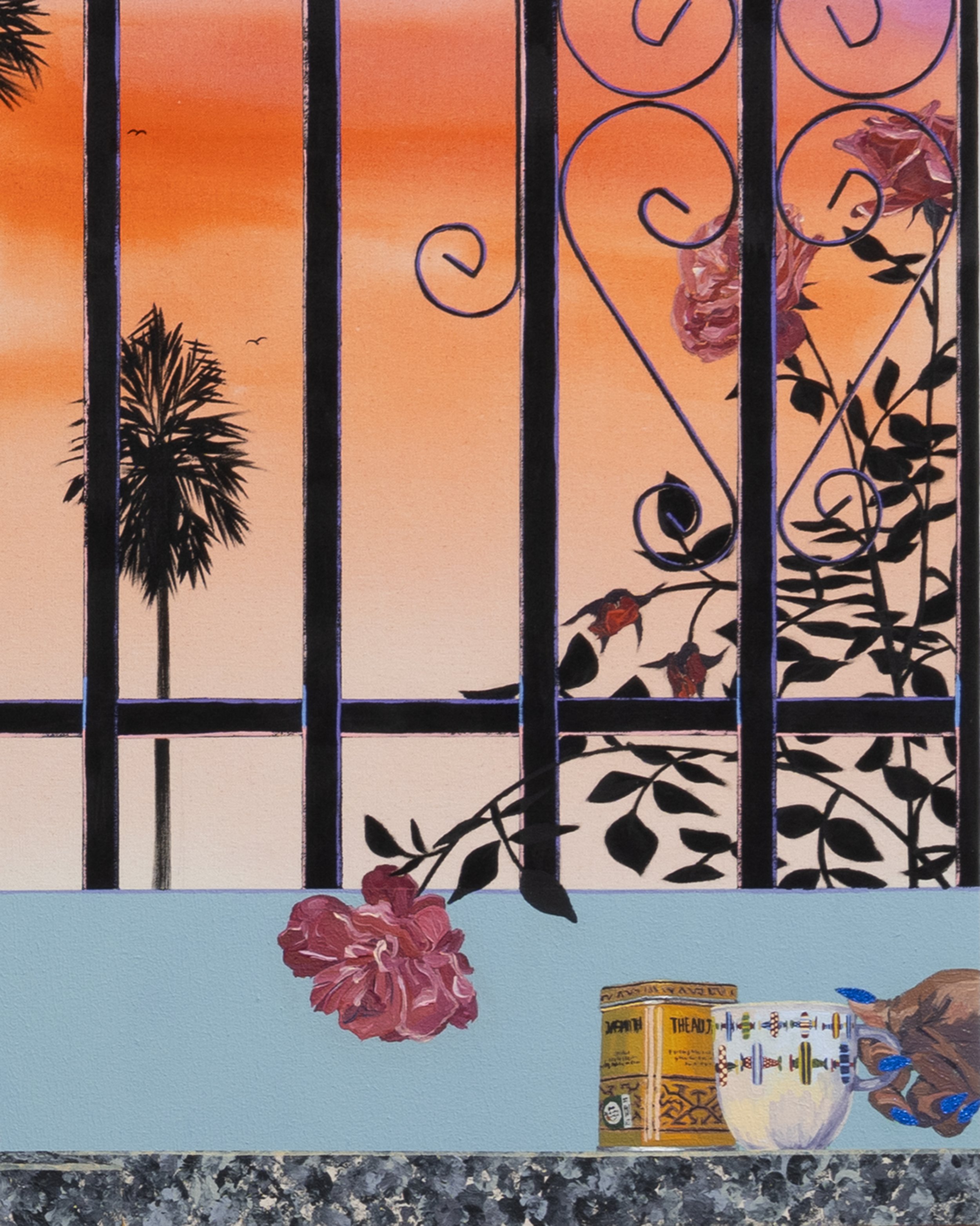 What Are You Looking At?, 72 x 144 in (182.88 x 365.76 cm), glitter, acrylic and oil on canvas, detail