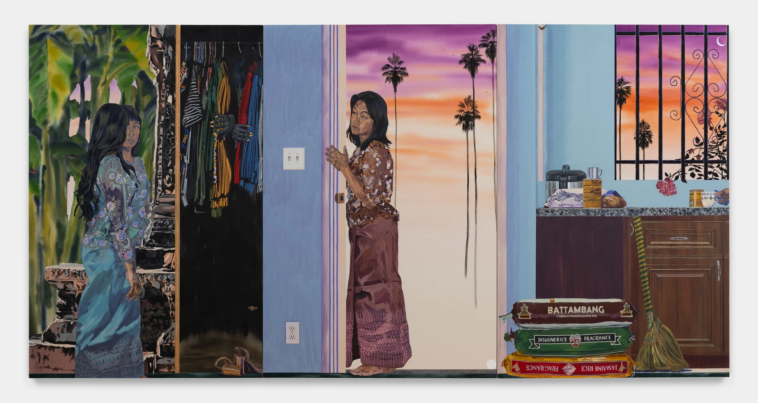 What Are You Looking At?, 72 x 144 in (182.88 x 365.76 cm), glitter, acrylic and oil on canvas