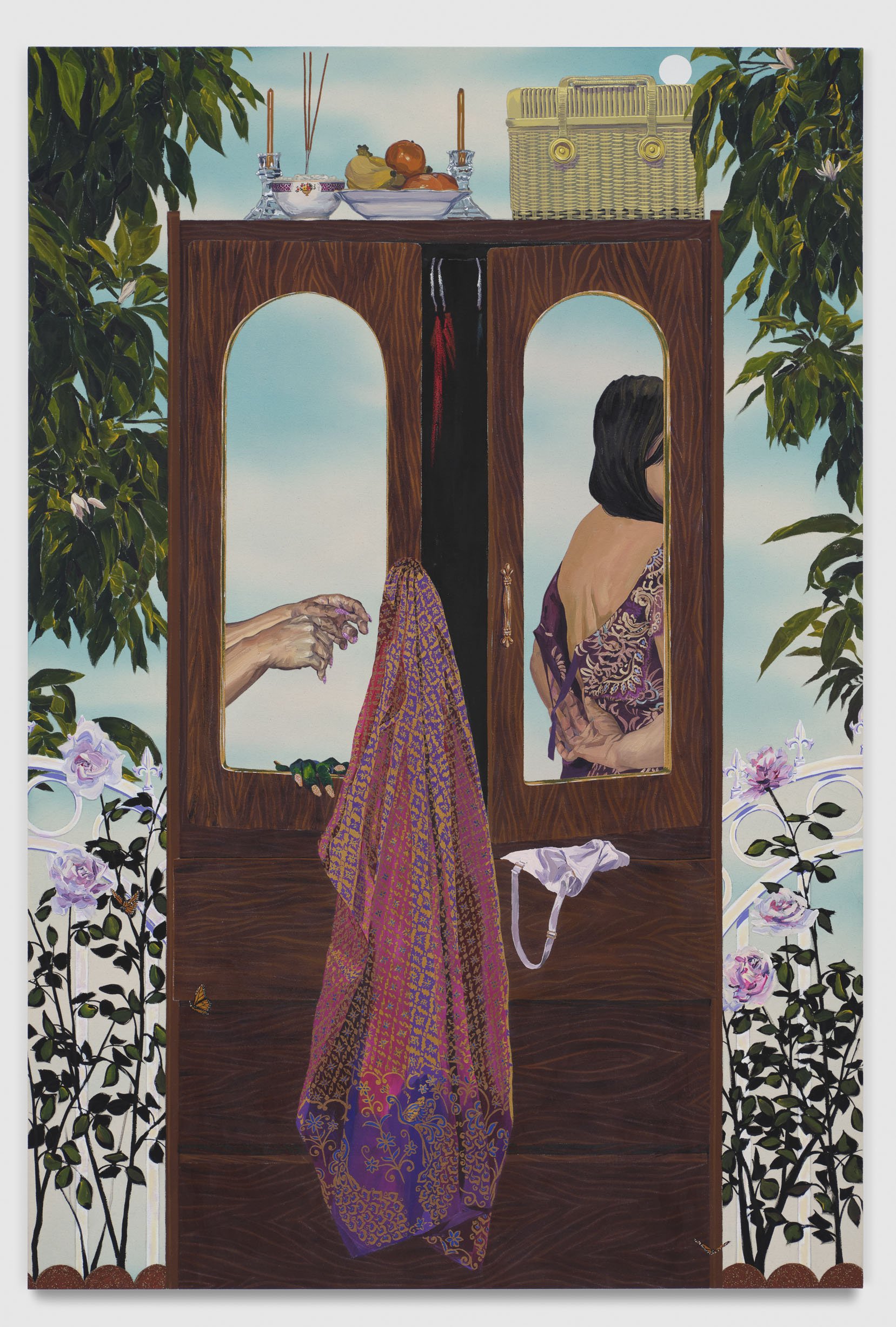 Mother's Wardrobe, 72 x 48 in (182.88 x 121.92 cm), glitter, acrylic, and oil on canvas