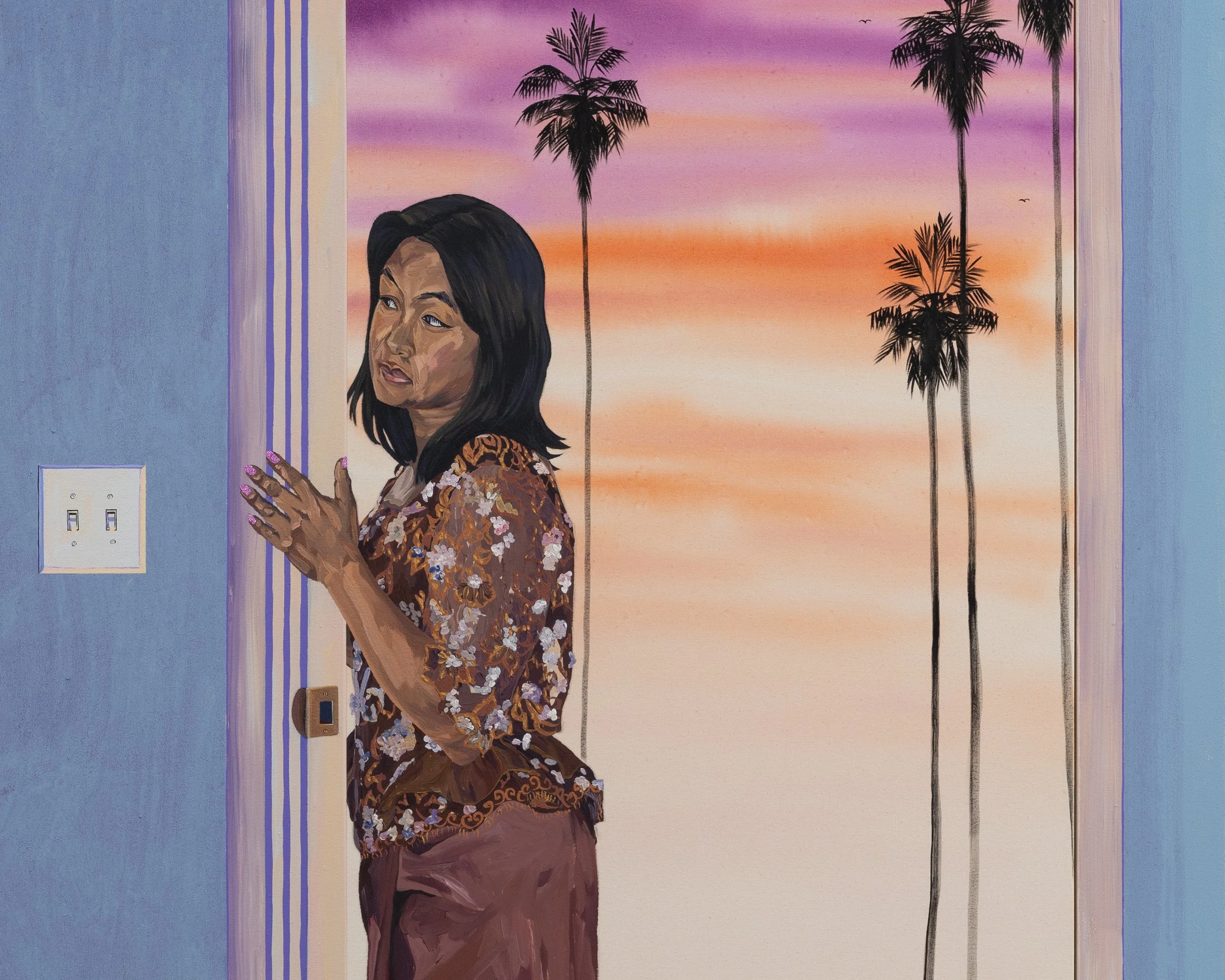 What Are You Looking At?, 72 x 144 in (182.88 x 365.76 cm), glitter, acrylic and oil on canvas, detail