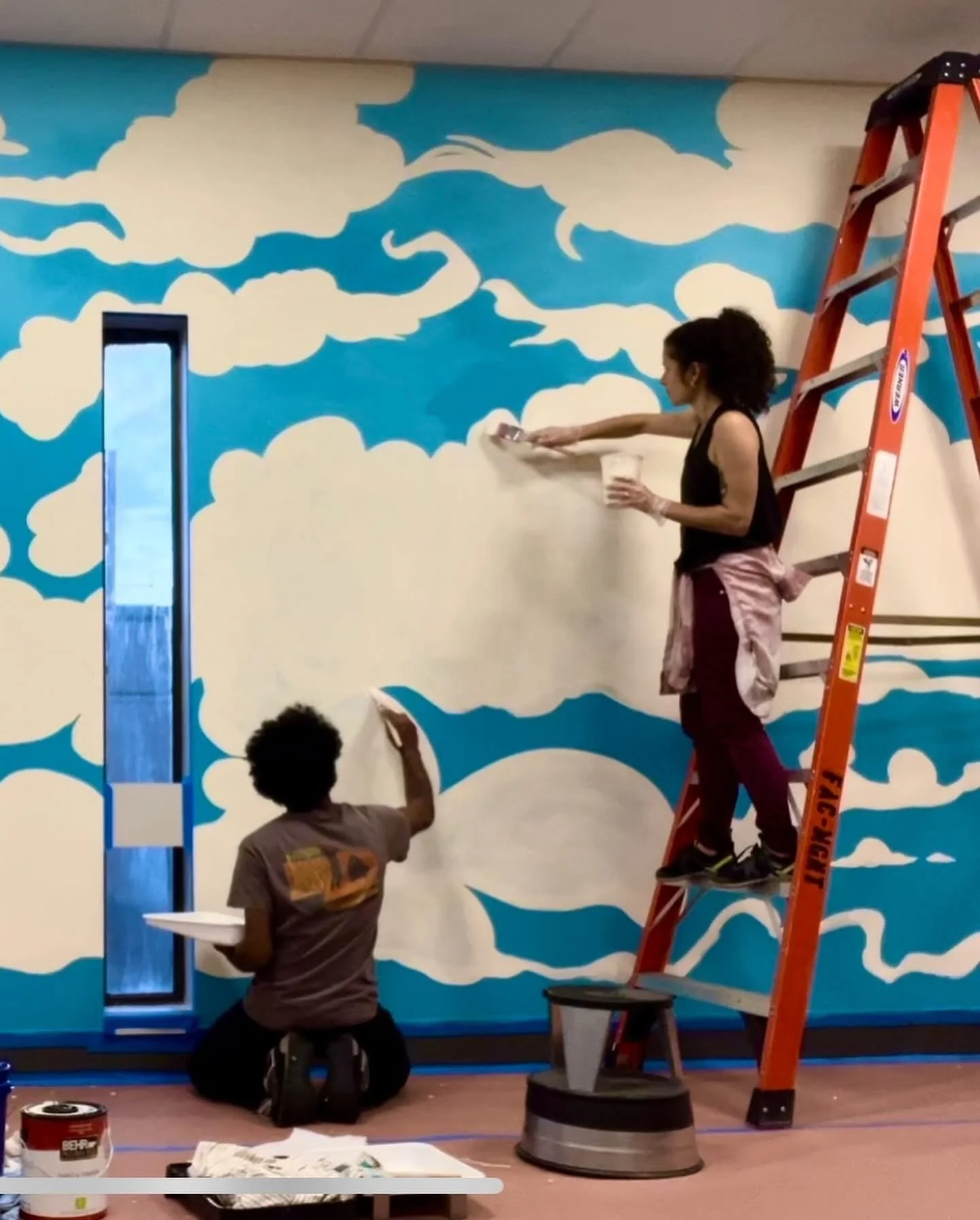 Literacy Unlimited "Welcome" Mural at the Framingham Public Library in progress