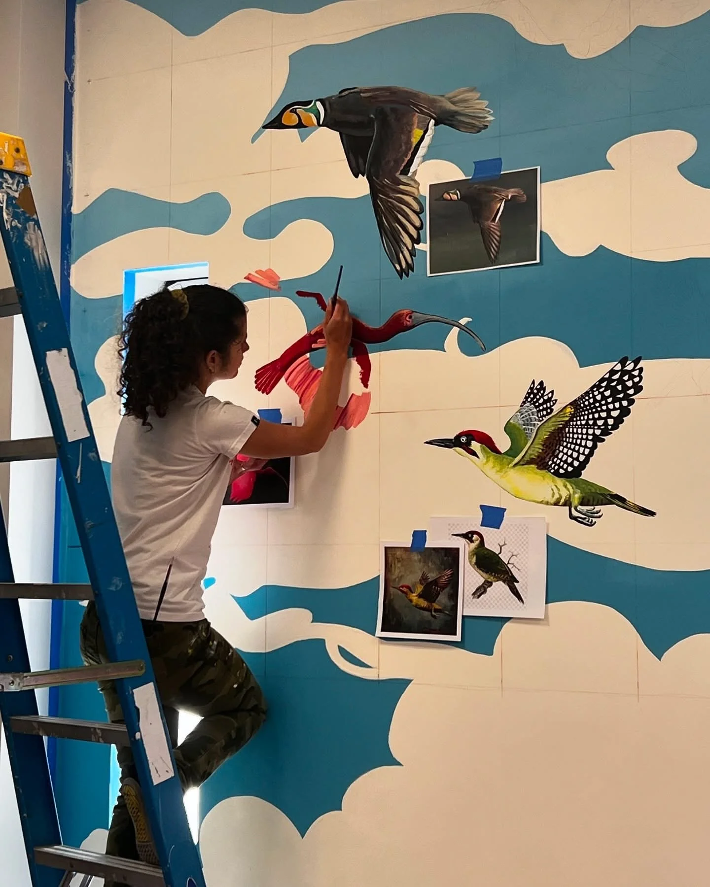 Literacy Unlimited "Welcome" Mural at the Framingham Public Library in progress