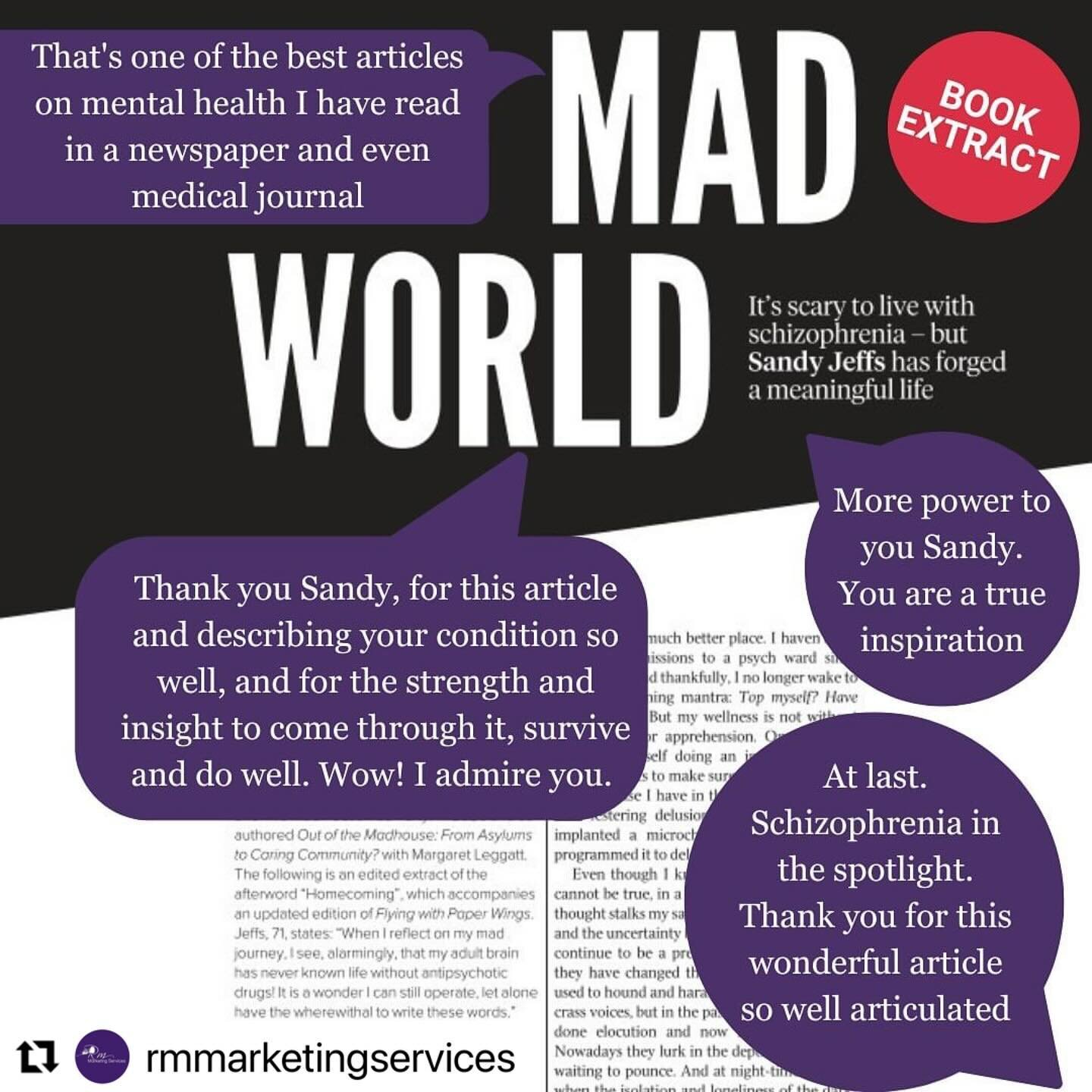 Repost via @rmmarketingservices 
・・・
What a response from readers to the extract from FLYING WITH PAPER WINGS by Sandy Jeffs in The Weekend Australian magazine recently! The new and updated memoir from Sandy is out now. 

Don&rsquo;t forget. If you o