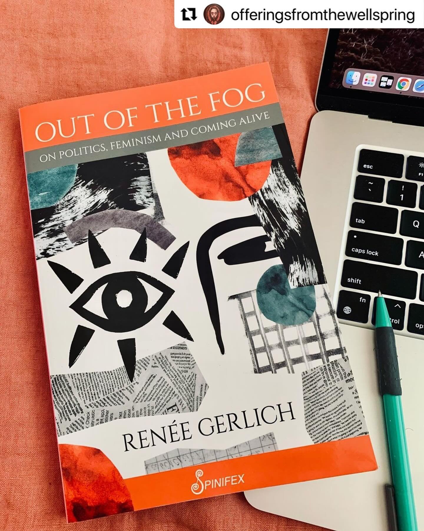 Repost via @offeringsfromthewellspring 
・・・
I&rsquo;m loving this book by @renee__gerlich published by @spinifexpress even more the second time around. ❤️&zwj;🔥

l often get tangled up in thoughts, so being able to come back to a book that cuts thro