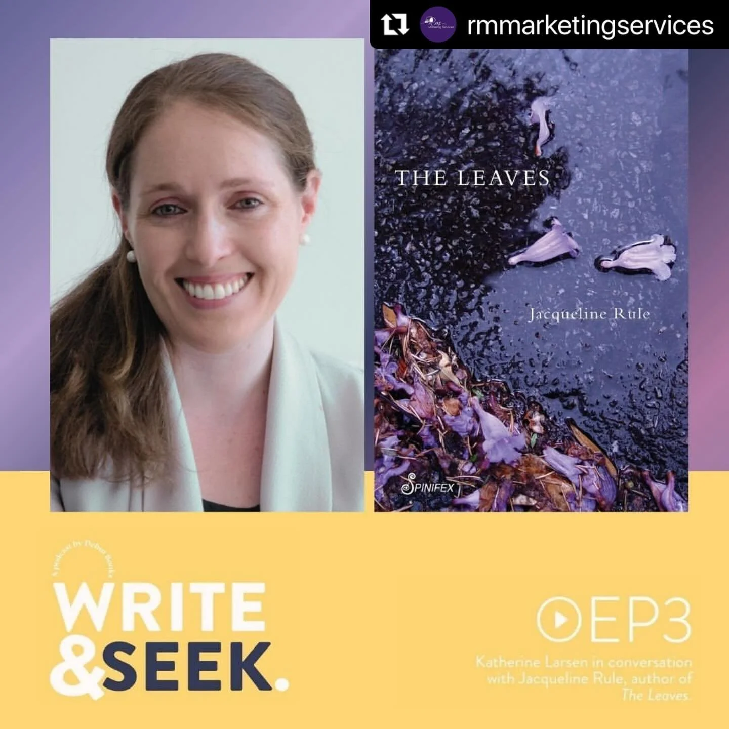 Repost via @rmmarketingservices 
・・・
We&rsquo;ve been listening to Katherine Larsen @debut.books in conversation with Jacqueline Rule, authors of &lsquo;The Leaves&rsquo;. It&rsquo;s such a good discussion we encourage you to check out the Write &amp