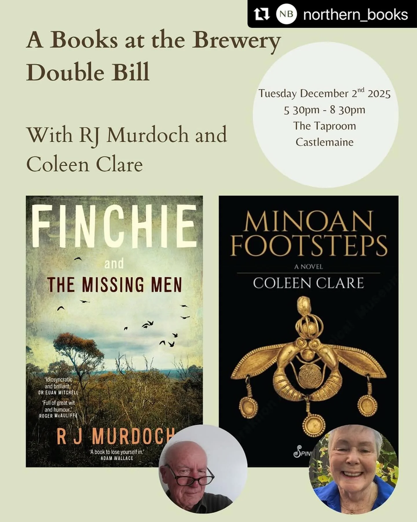 Repost via @northern_books 
・・・
A Books at the Brewery DOUBLE BILL next week with RJ Murdoch and Coleen Clare. 
Two cracking reads and authors with interesting roads to publication - we are looking forward to chatting about all of that and more! 
Lin