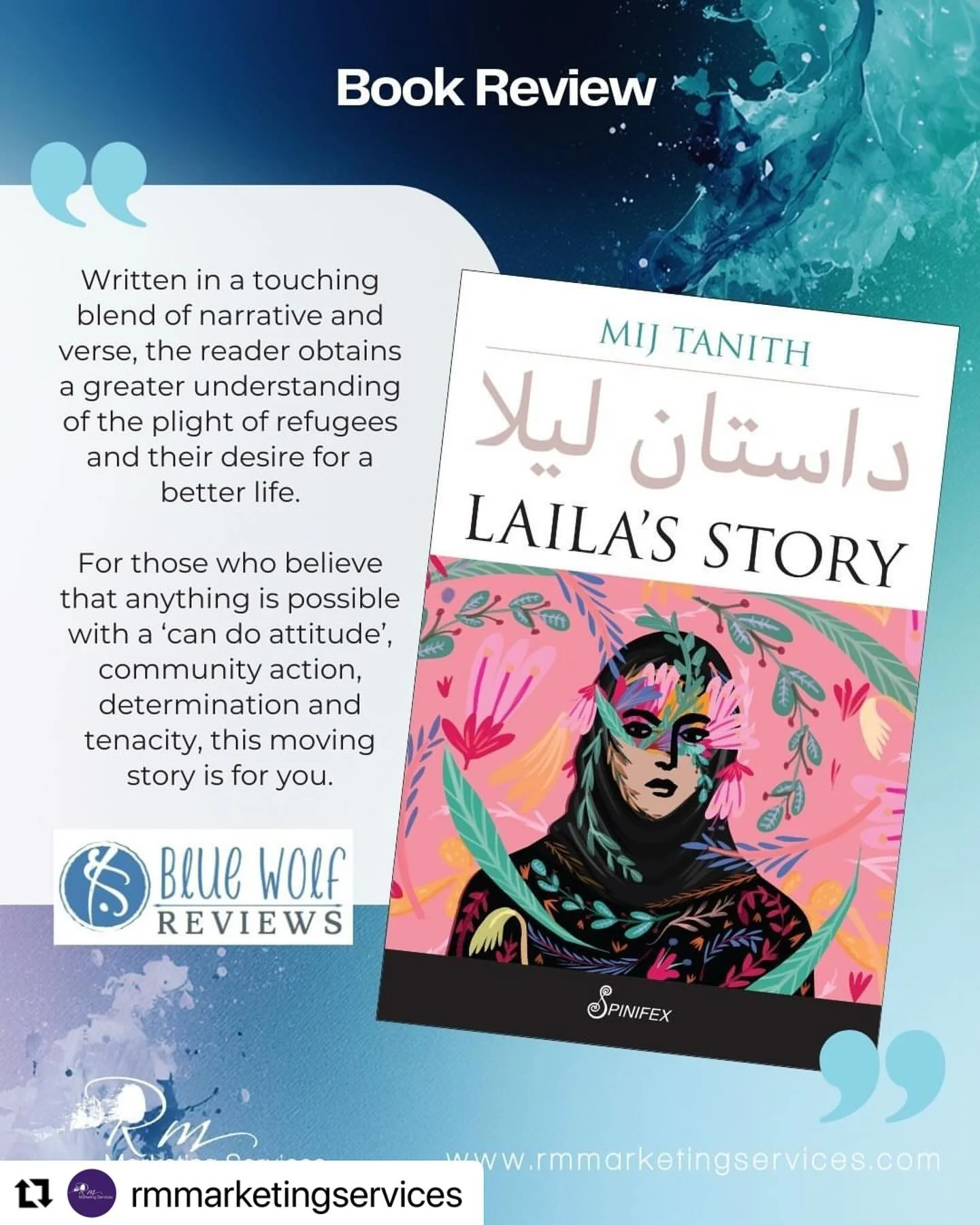 Repost via @rmmarketingservices 
・・・
BOOK REVIEW 

Accomplished playwright, poet, and author of both fiction and non-fiction Mij Tanith in her latest book &lsquo;Laila&rsquo;s Story&rsquo; has given the reader insight into the difficult journey of on