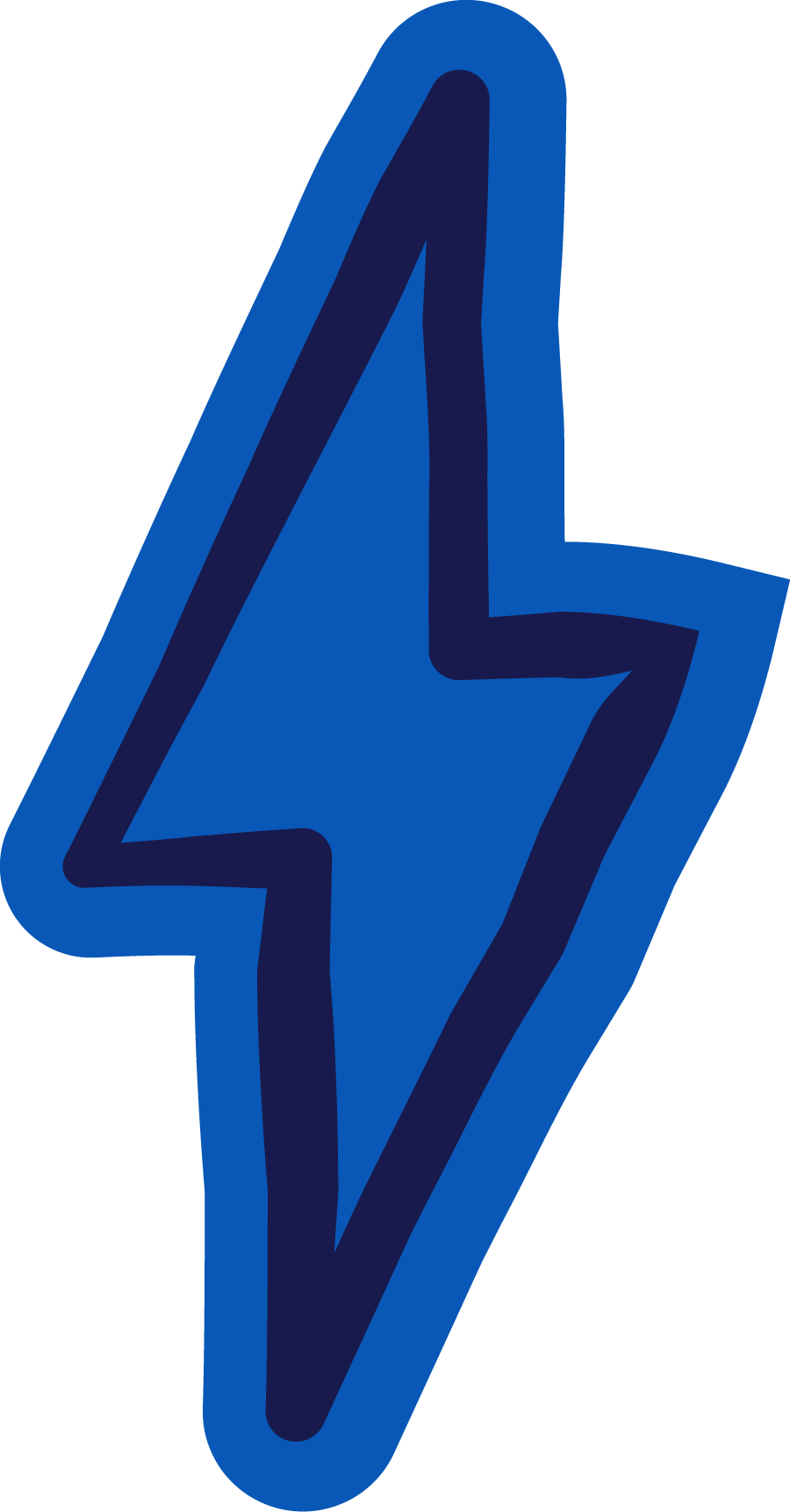 Blue lightning bolt outlined in black.