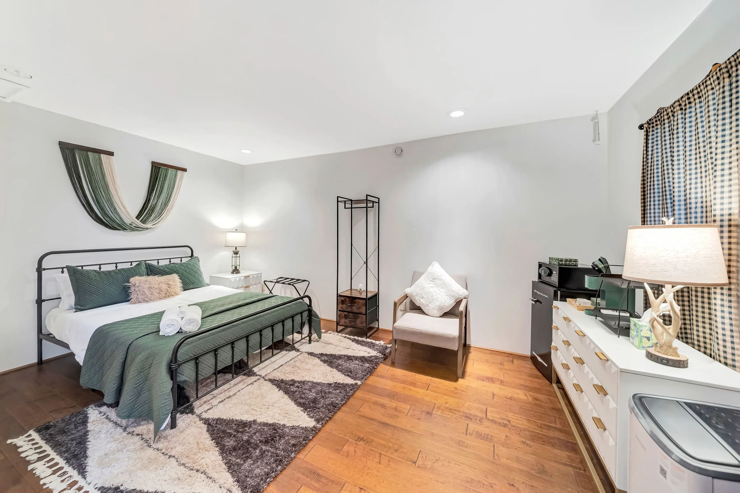 Cabin bedroom with king bed