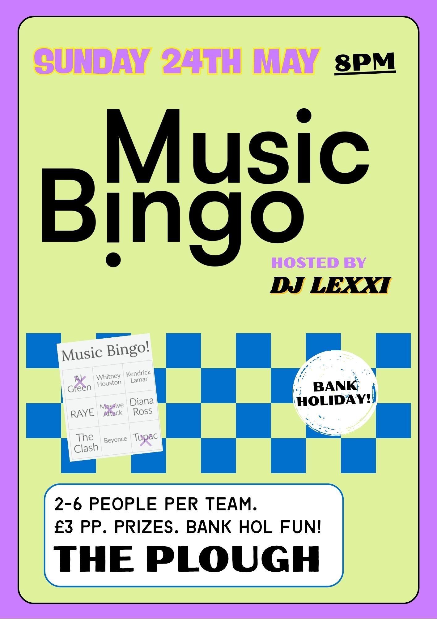 Bank holiday music bingo!