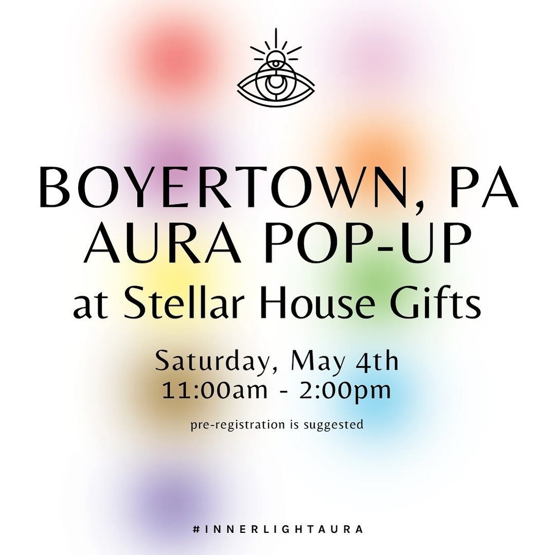 Boyertown, we&rsquo;ll see you at @stellarhousegifts on Saturday May 4th! Come experience an aura reading with us 🌈

We love making events extra special with this interactive connection photography experience. If you would like to see if Inner Light