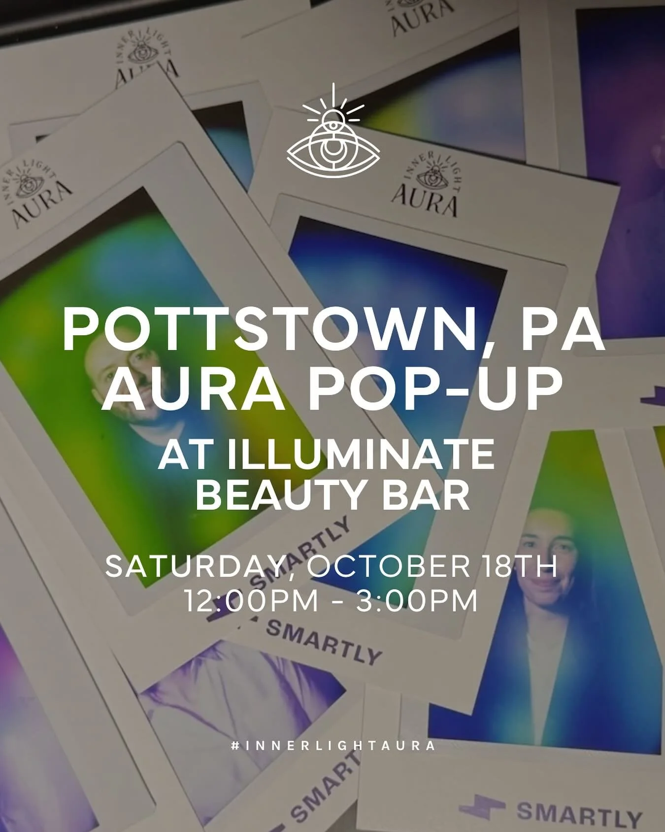 ✨ Pottstown, we&rsquo;re coming your way! ✨
Join us for an Inner Light Aura Pop-Up at Illuminate Beauty Bar on Saturday, October 18th from 12&ndash;3 PM.

Capture your energy, discover your colors, and see what your aura has to say 💫

@illuminatebea