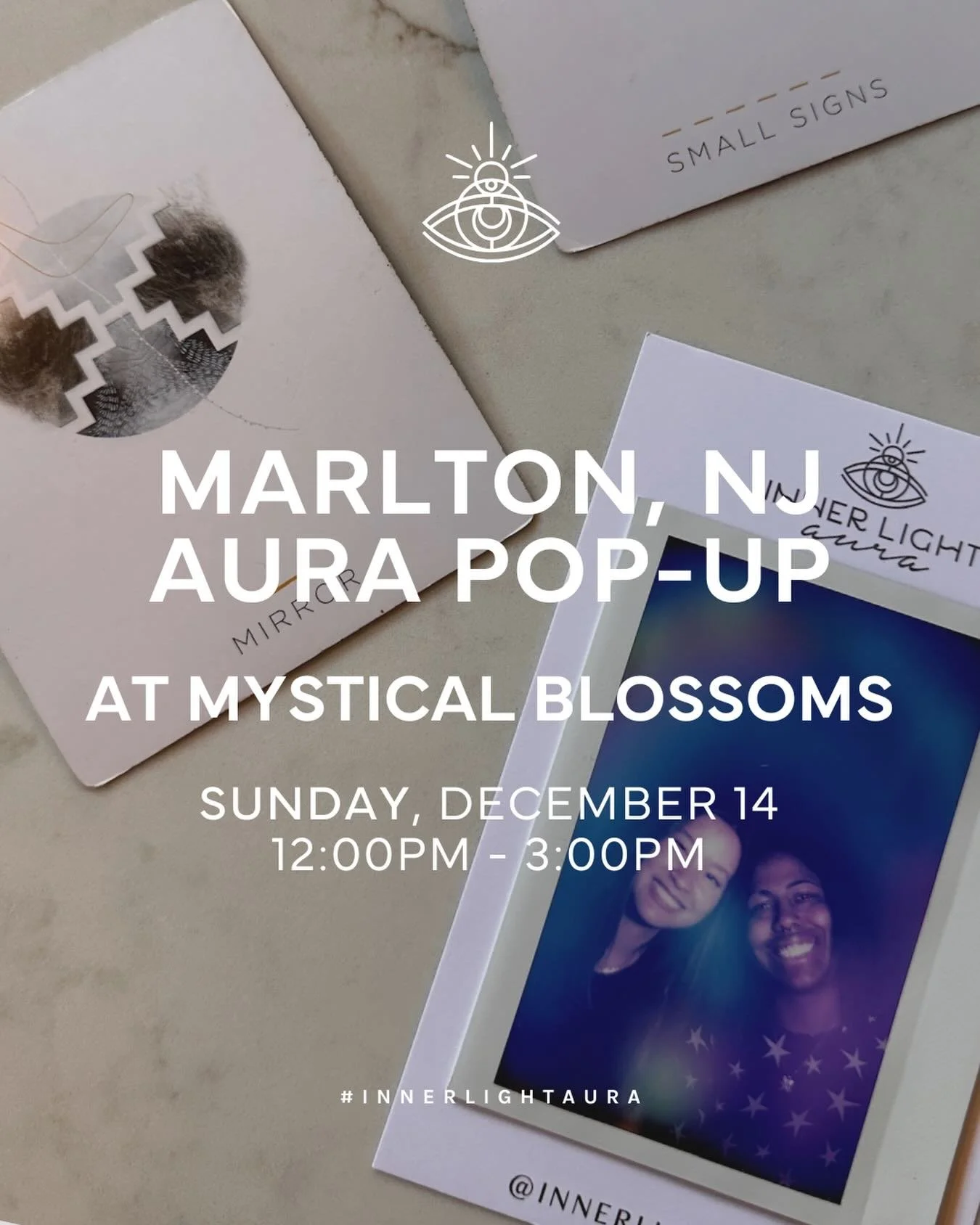 Marlton, we&rsquo;re coming for your magic ✨
Join us at Mystical Blossoms on December 14 for aura portraits, energy insights, and all the good vibes. 12&ndash;3pm &mdash; see you in the glow.

Discover the colors that create you with us at one of our