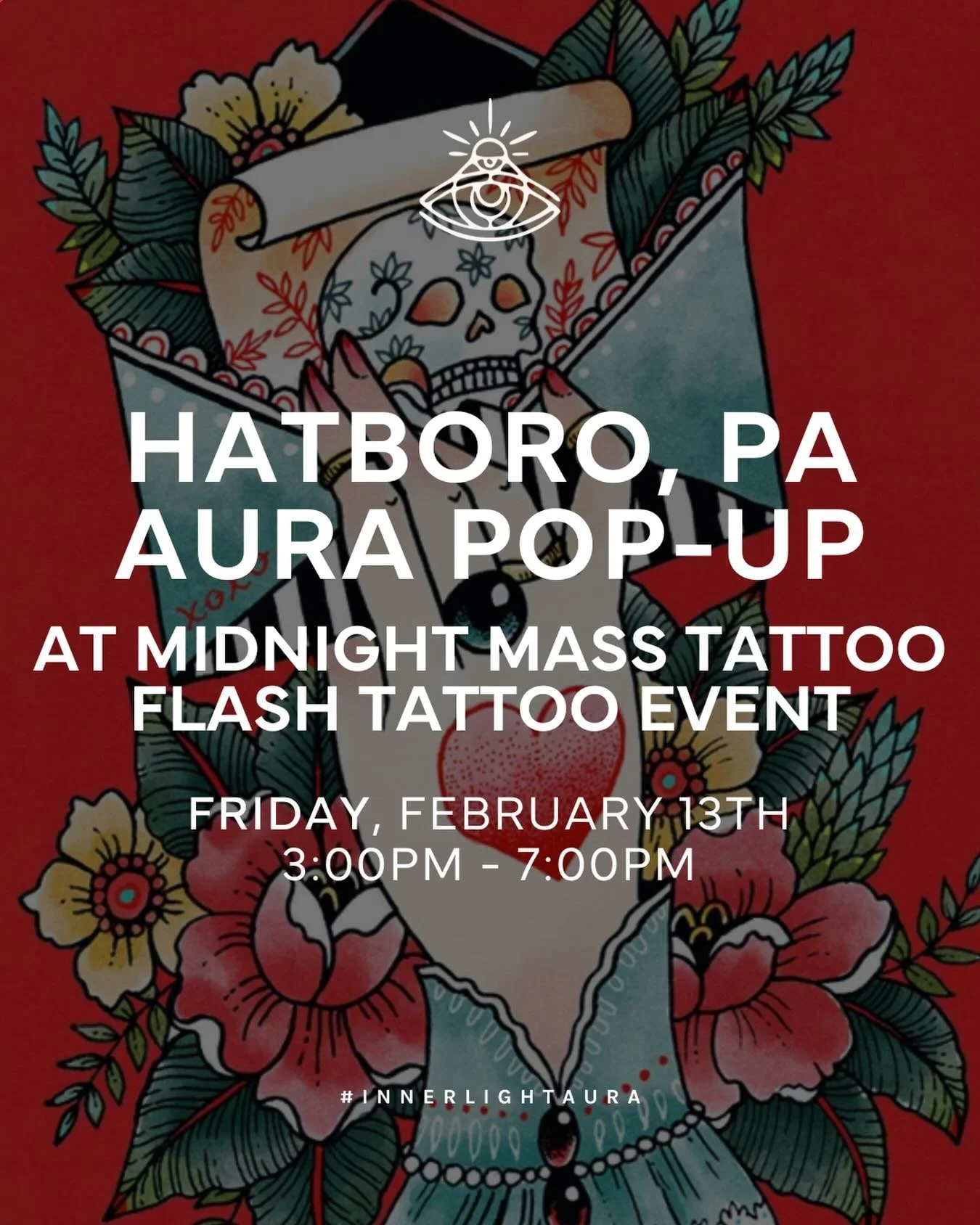✨ HATBORO, PA &mdash; WE&rsquo;RE POPPING UP! ✨
Join us for an Aura Photography Pop-Up at the Midnight Mass Tattoo Flash Tattoo Event! Come capture your energy, see your colors, and experience the magic of your aura in a totally unique setting.

📍 H