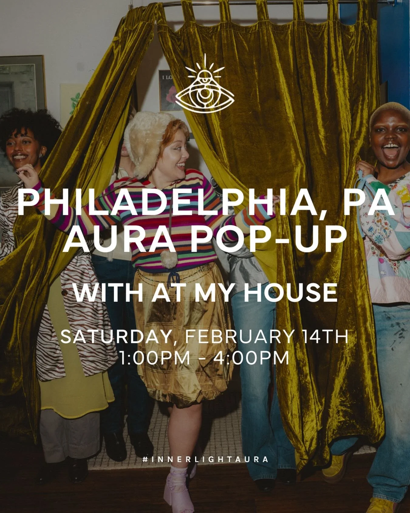 Philadelphia, we&rsquo;re bringing the energy ✨
Join Inner Light Aura for an Aura Photography Pop-Up with @atmyhou.se 
🗓 Saturday, February 14th | 1&ndash;4 PM @atmyhou.se 
📍 Philly, PA
Step behind the curtain, discover your aura, and take home a o