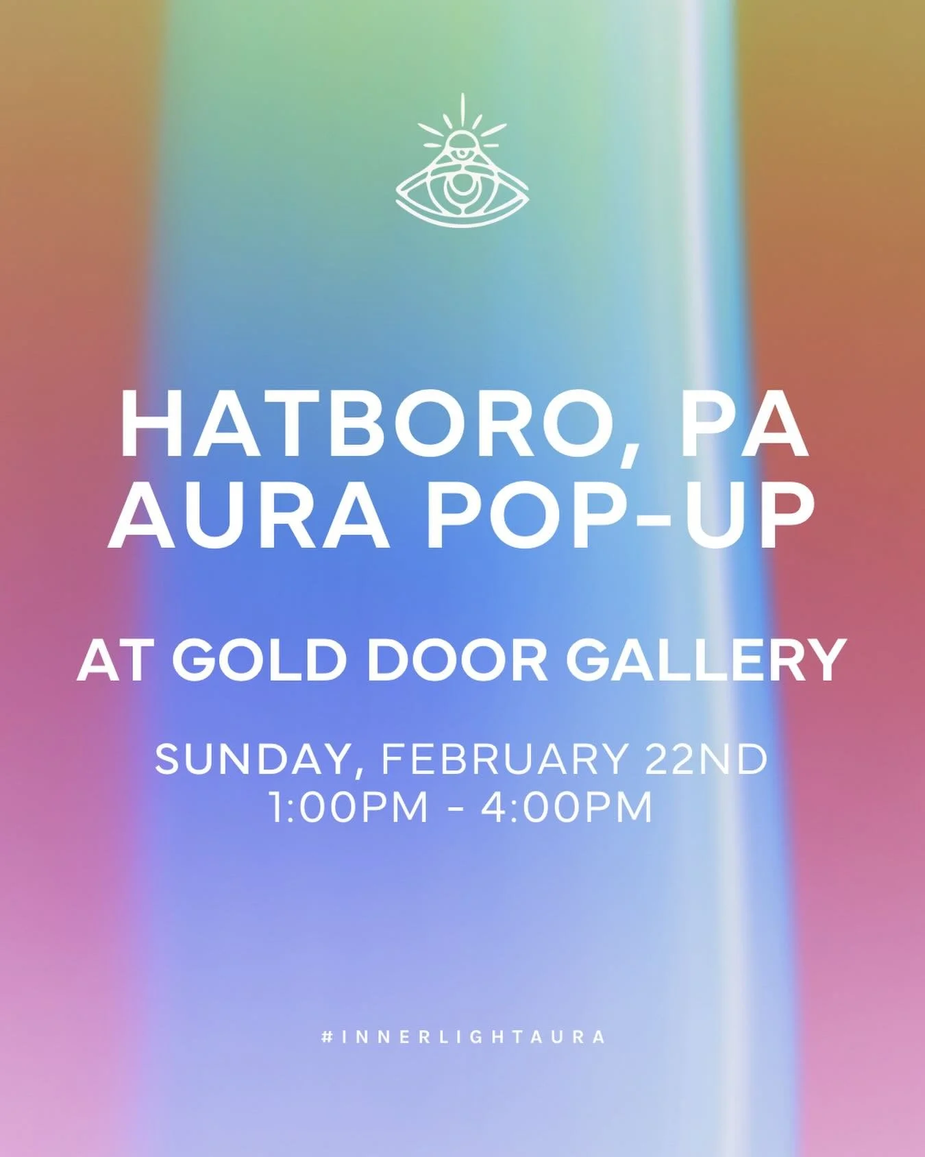 Hatboro, we&rsquo;re bringing the energy your way ✨

Join us at @golddoorgallery for an afternoon of aura photography and self-discovery.
📍 Hatboro, PA @golddoorgallery 
🗓 Sunday, February 22nd
⏰ 1:00PM &ndash; 4:00PM

Step in, see your colors, and