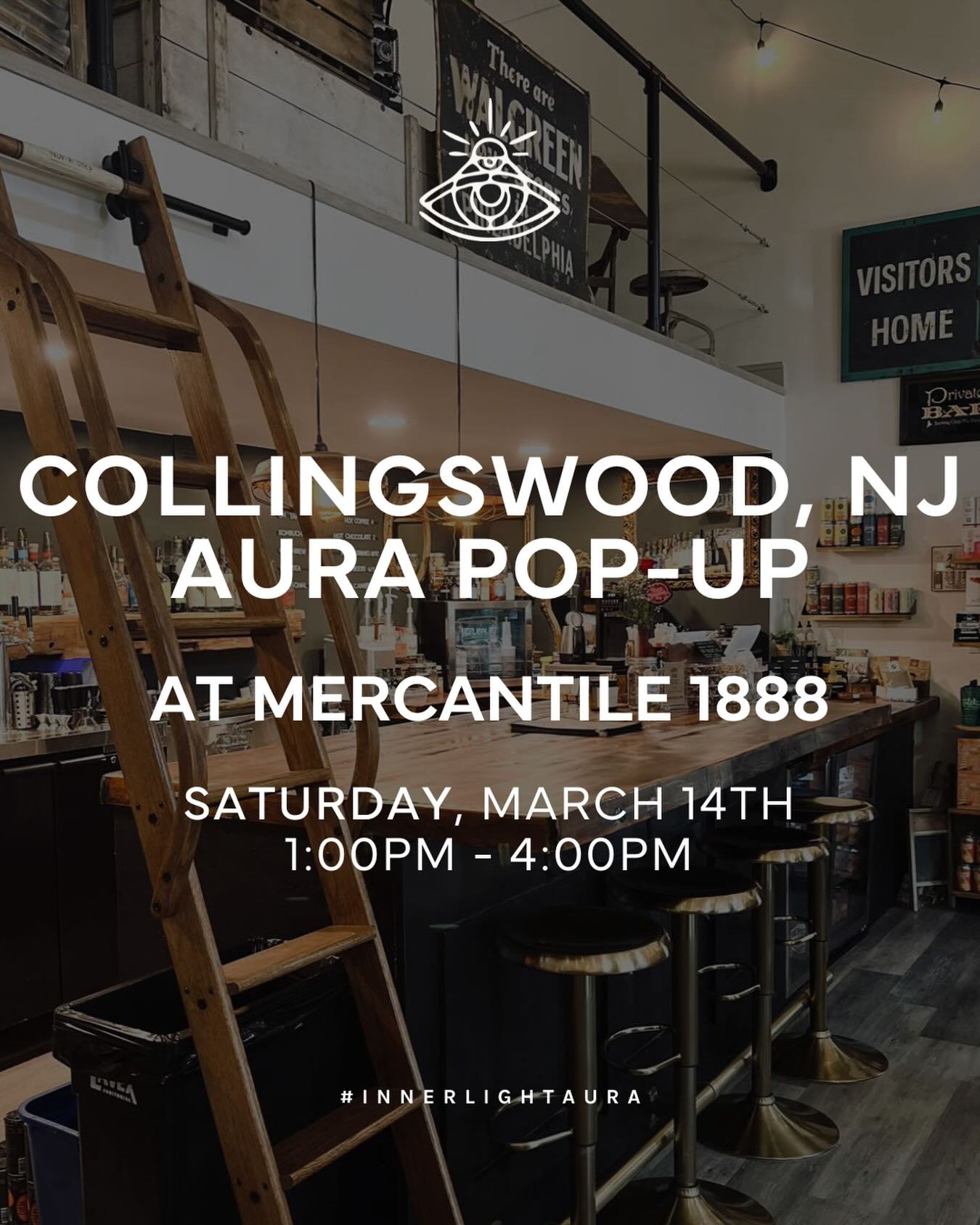Your aura is waiting ✨

We&rsquo;re popping up at Mercantile 1888 in Collingswood for one afternoon only. Come see your energy captured in color.

Saturday, March 14th @mercantile1888 
1&ndash;4PM

Tag a friend you&rsquo;re bringing 💛 #innerlightaur