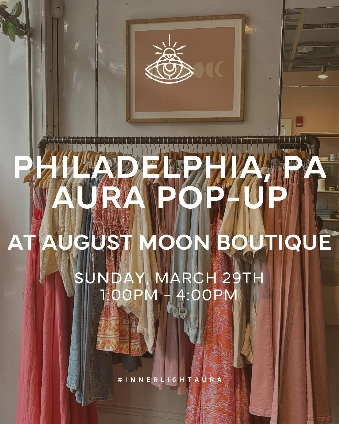 PHILADELPHIA AURA POP-UP ✨
📍 @augustmoon.co 
📅 Sunday, March 29th
⏰ 1:00&ndash;4:00 PM

Secure your spot at this pop-up to have your aura photographed and see the colors of your energy captured in a one-of-a-kind photo. 🌈

Discover the colors that