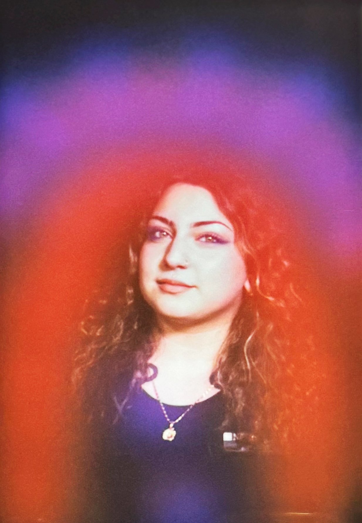 Red Aura with Soft Violet Top