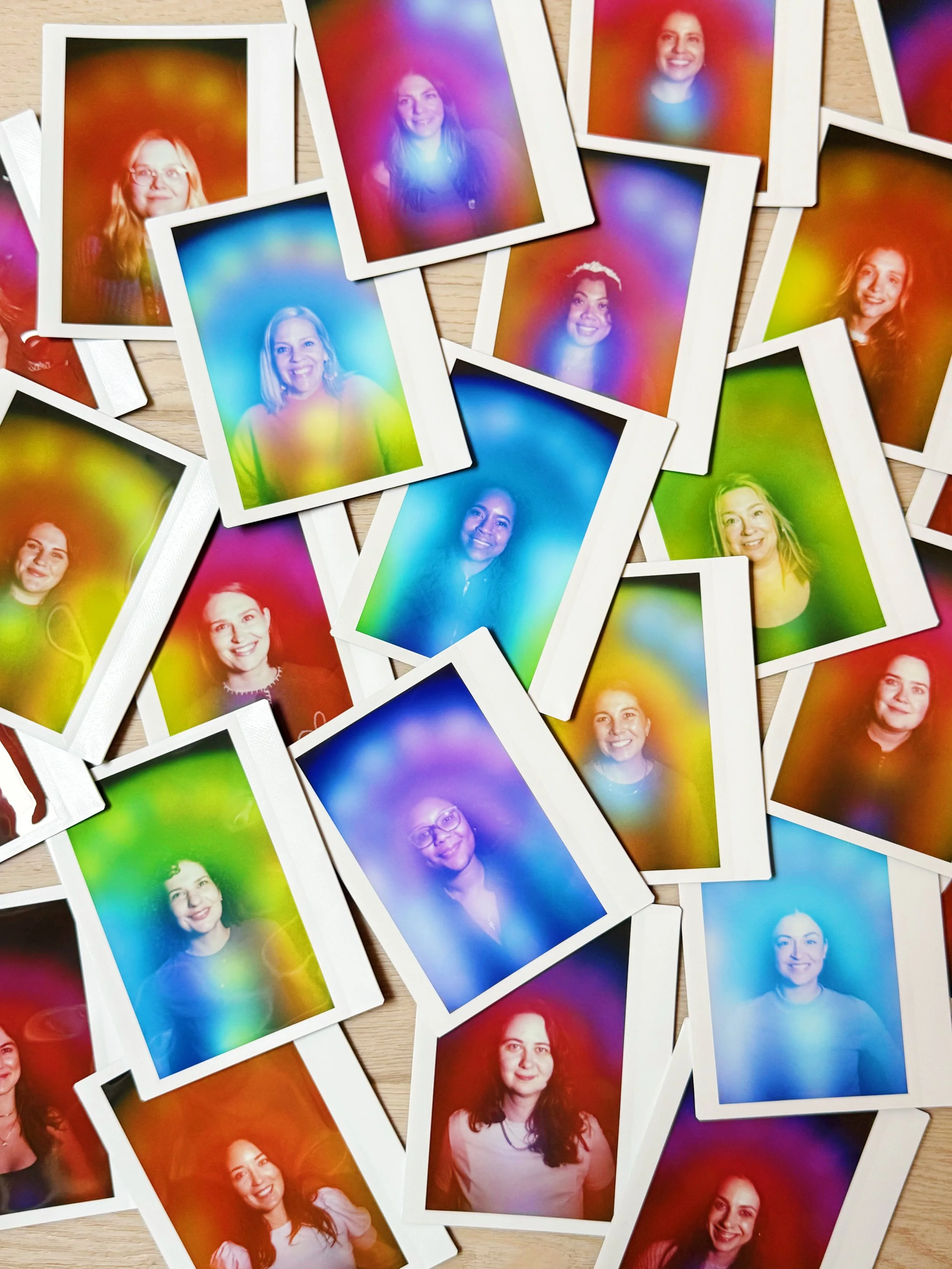 Rainbow of aura photographs from a branded marketing event in NYC