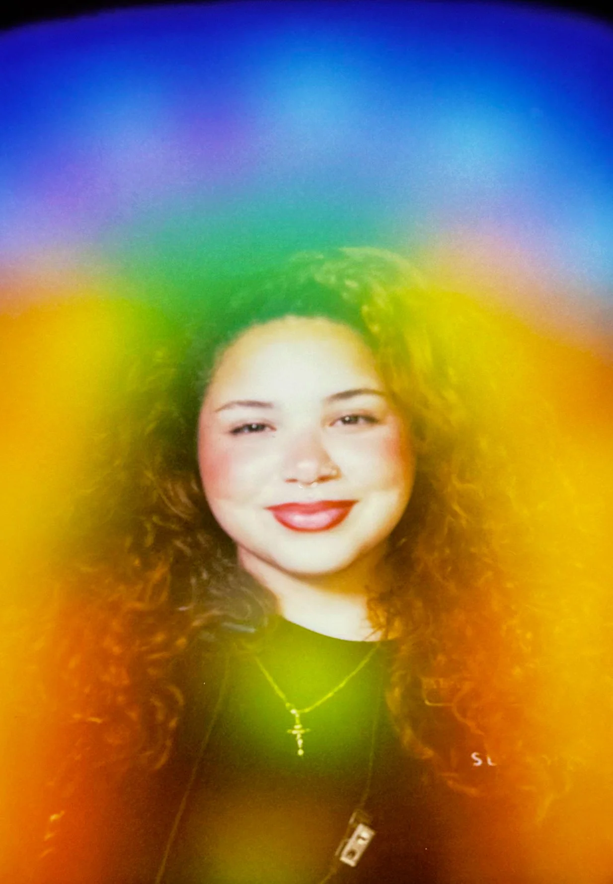 colorful rainbow aura of a girl in philadelphia, pennsylvania