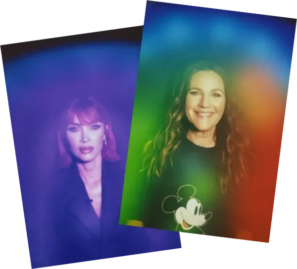 Drew Barrymore and Megan Fox aura photography portraits