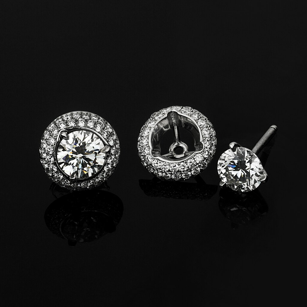 Blinding diamond studs with custom fitted jackets