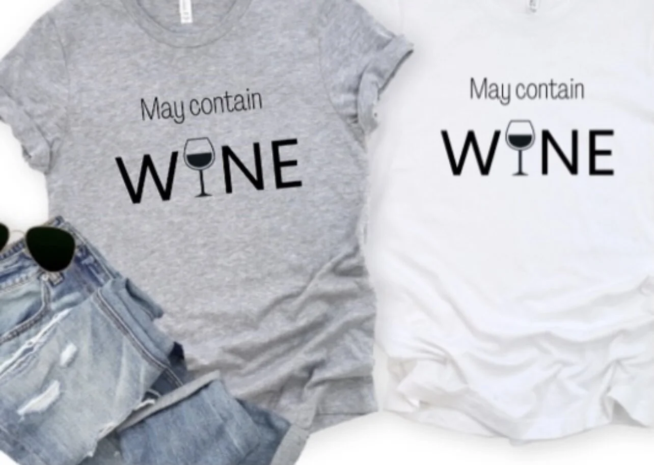May contain wine Women's Tri-blend fitted Tee l Bella + Canvas 8413