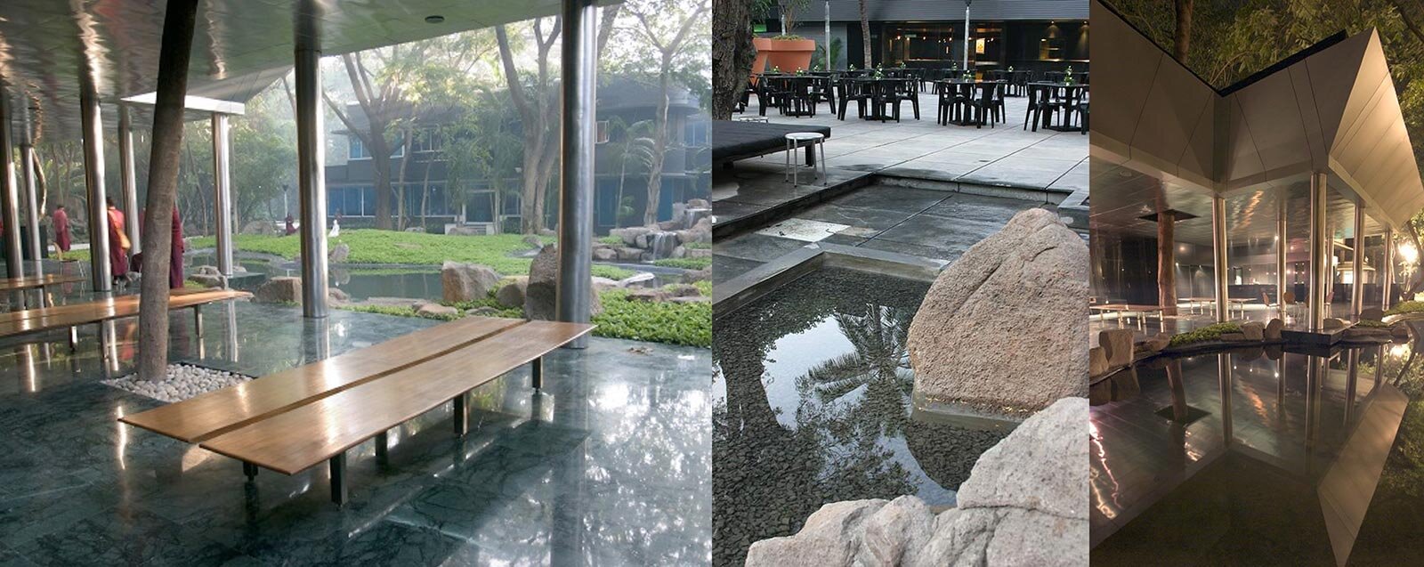 Collage of spaces at the OSHO Resort