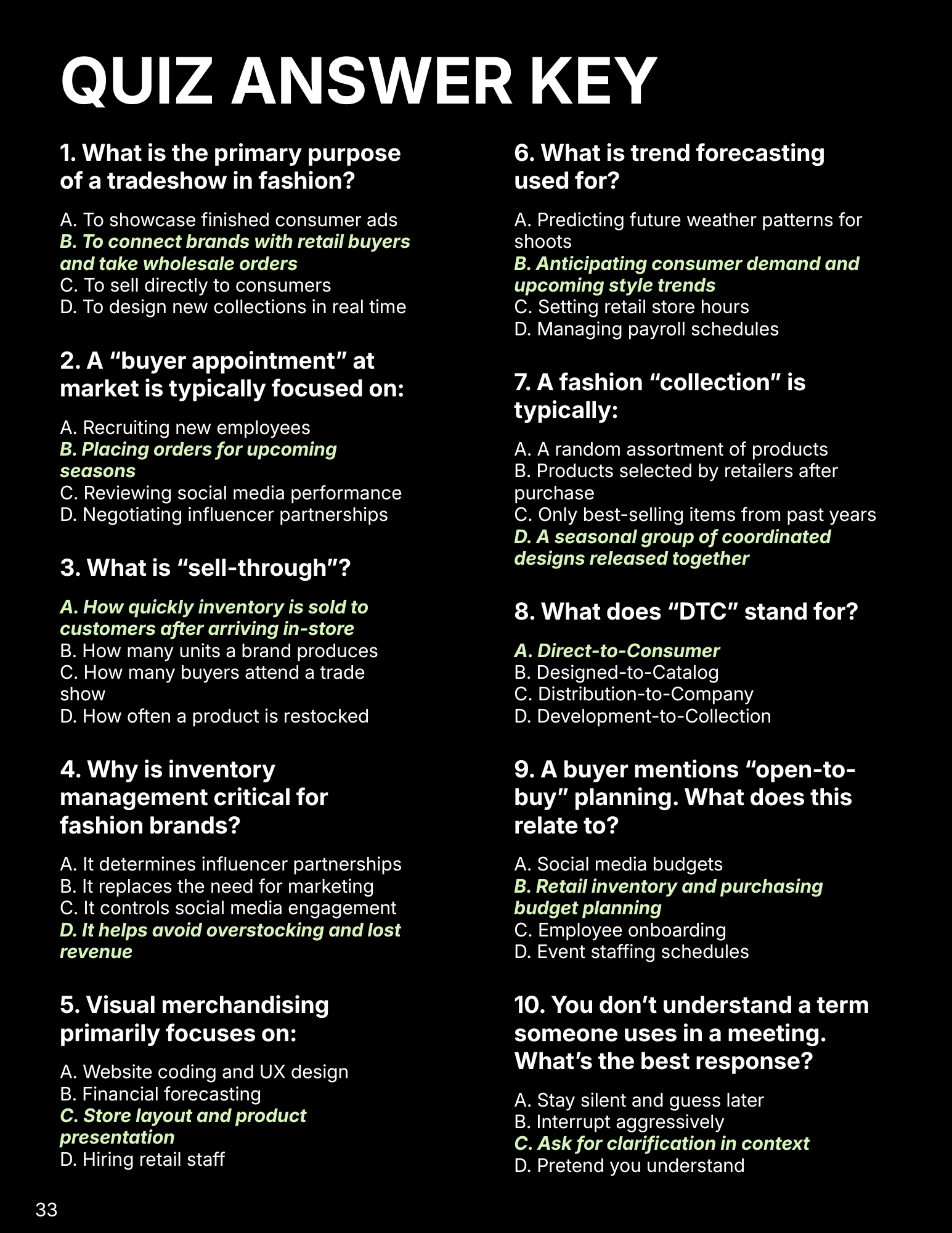 Quiz Answer Key