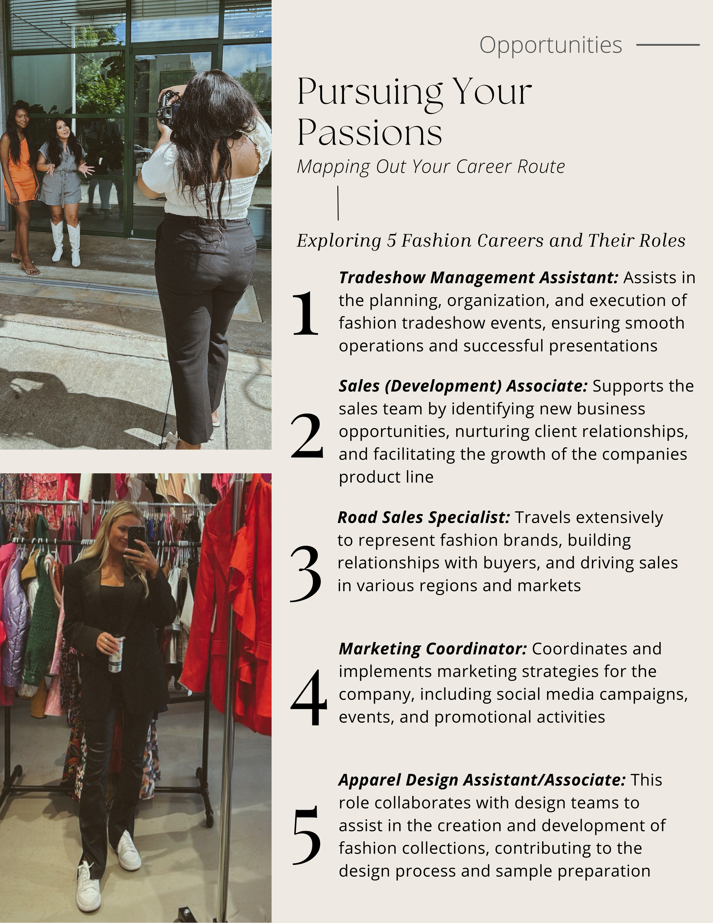 Magazine article exploring five fashion careers and what these roles look like in the industry.