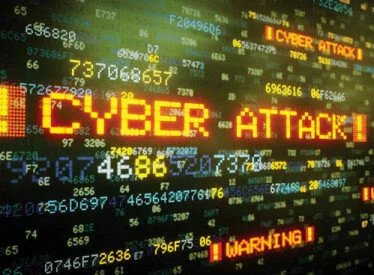 Cyber Attack Warning text 