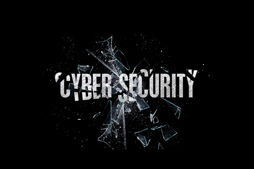 Shattered glass and shattered Cybersecurity text