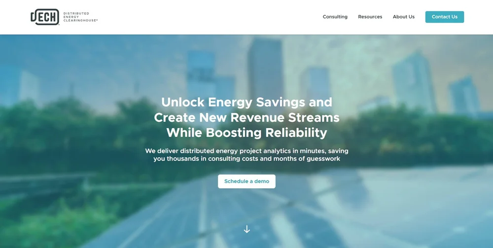 Distributed Energy Clearinghouse website project, shown in the Marketwitz portfolio