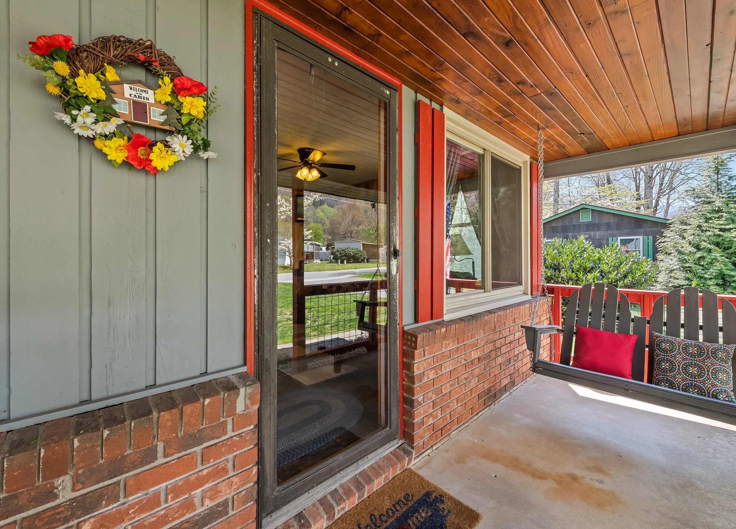 Front entrance at the covered front porch.