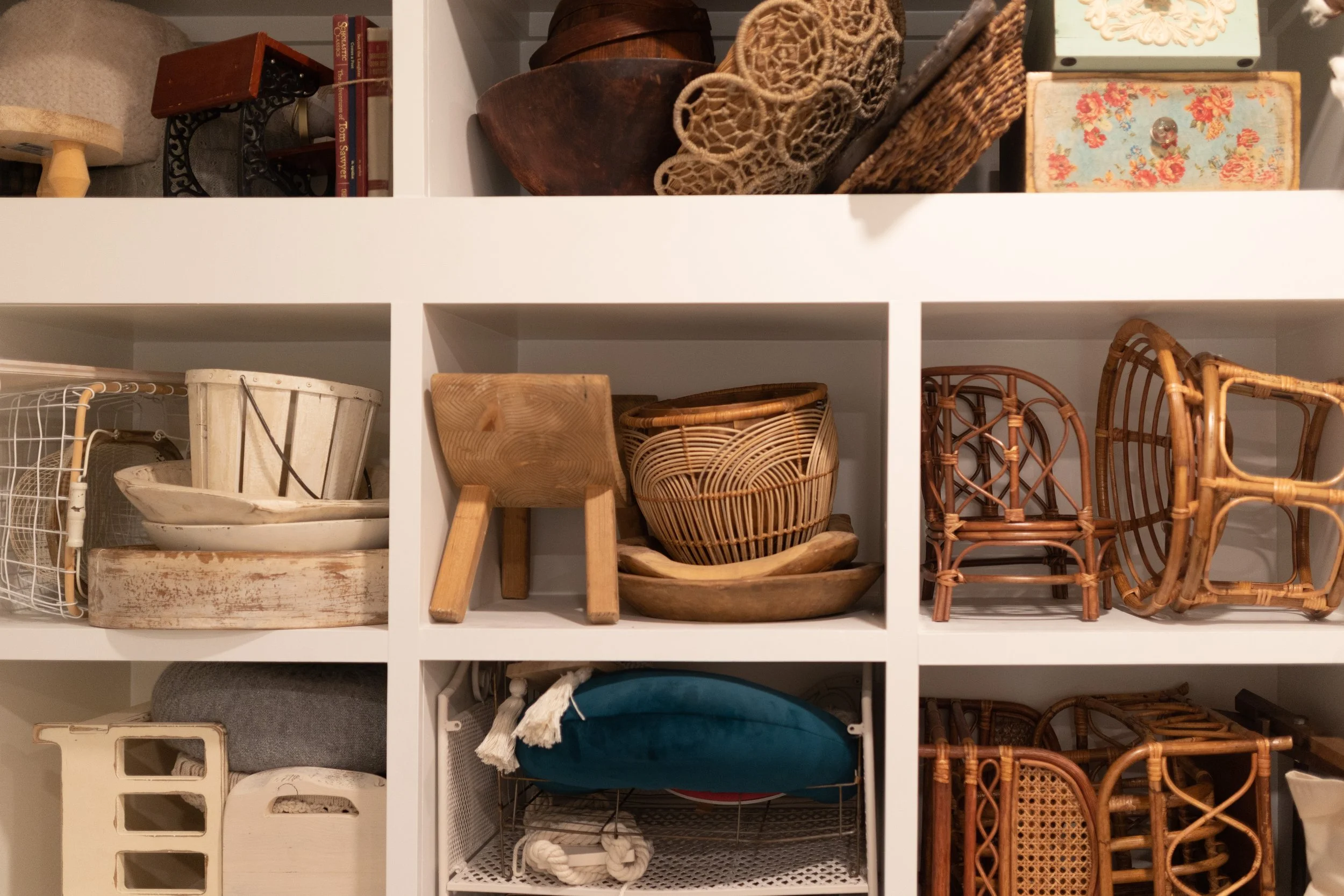 Newborn photography props and baskets at EM J Photography studio in Syracuse, Utah