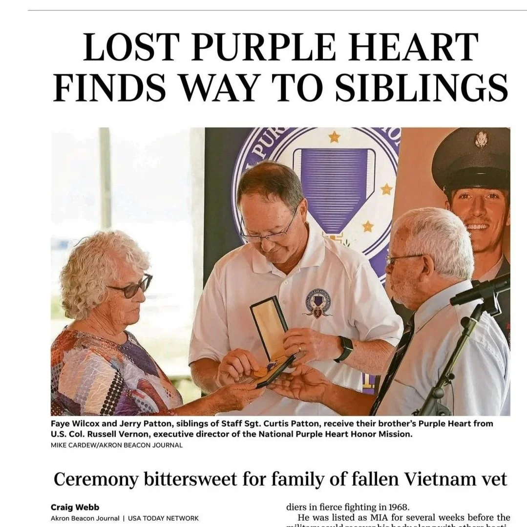 Akron Beacon Journal: Lost 'Purple Heart' returns to Wayne County sibling of Vietnam War hero