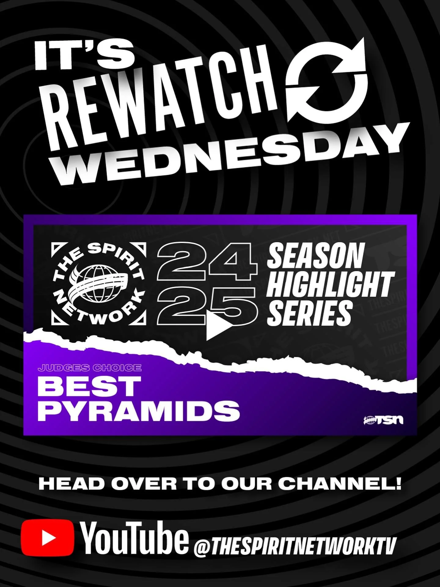 You know what day it is! 🌀

Head over to our YouTube channel to catch our judges&rsquo; 10 FAVORITE pyramids from the 2024-25 season. 

#TheSpiritNetwork | #RewatchWednesday