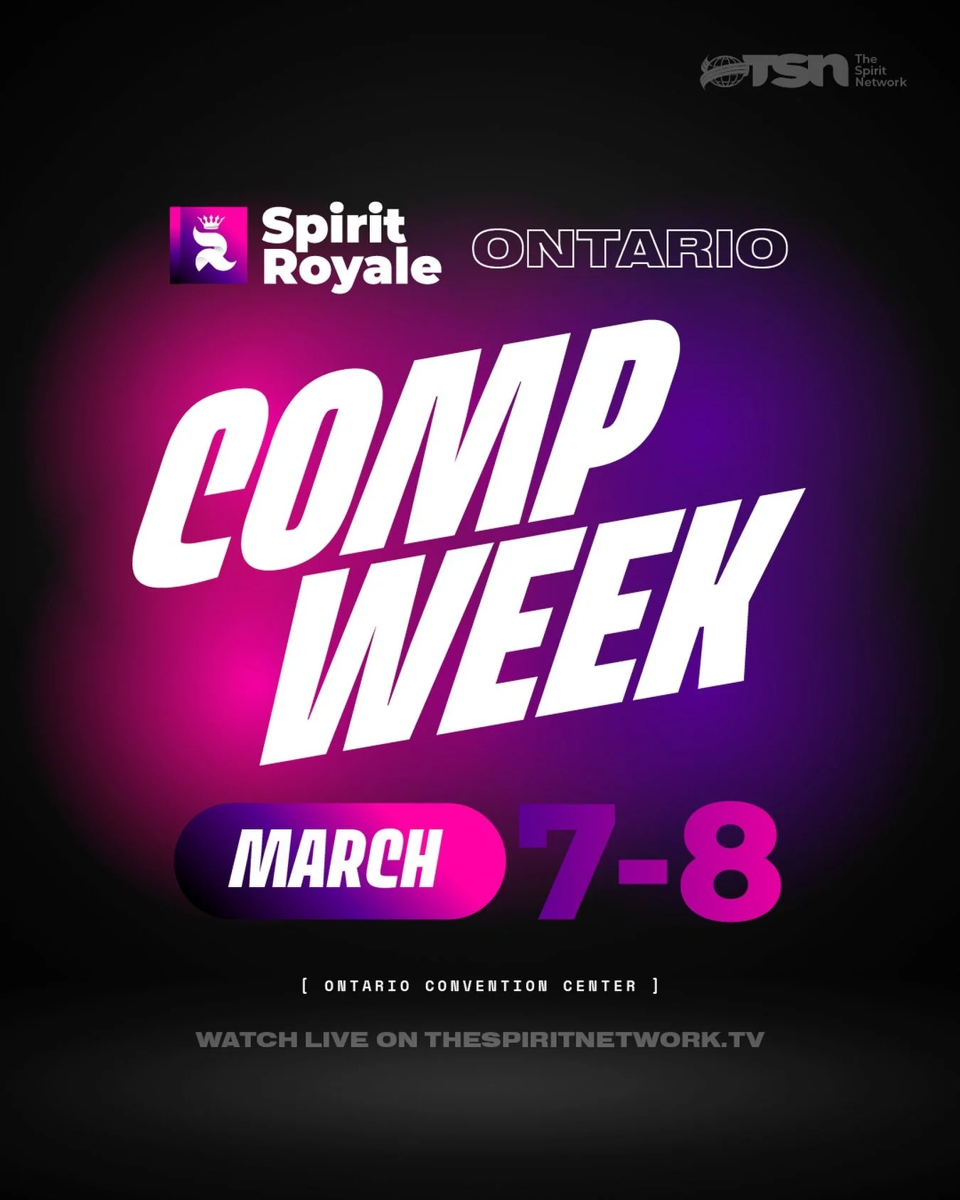 Ontario, it&rsquo;s your turn to SHINE! ⭐️

We can&rsquo;t wait to see all of you take the floor at the Ontario Spirit Royale. Tag your teammates below and let us know if we&rsquo;ll see you in Ontario, California this weekend! 💕

#TheSpiritNetwork 