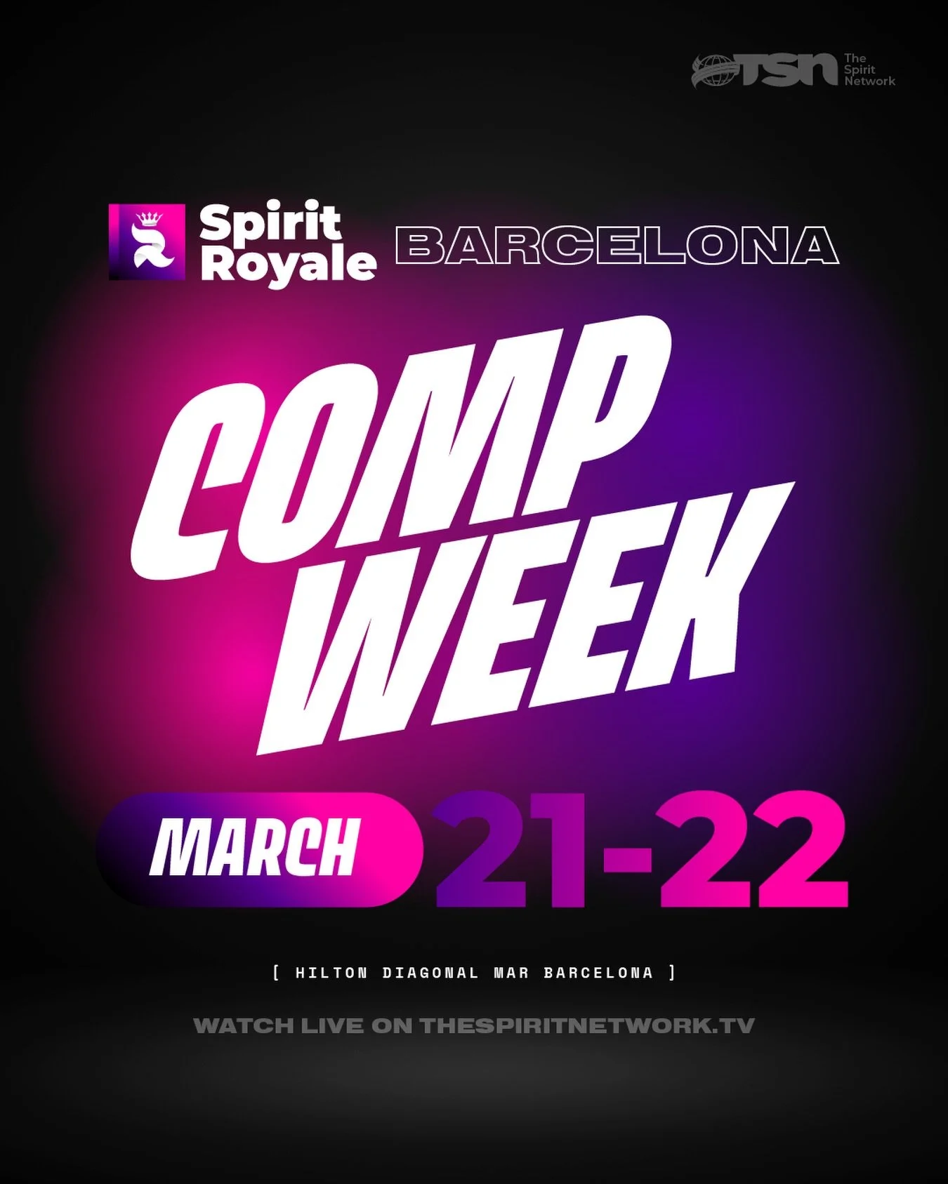 We are thrilled to be back in Barcelona for the 2026 Spirit Royale! 💗

Like this post and tag TWO teammates below if we will see you on the TSN mat this weekend! ⬇️

#TheSpiritNetwork | #BarcelonaSpiritRoyale