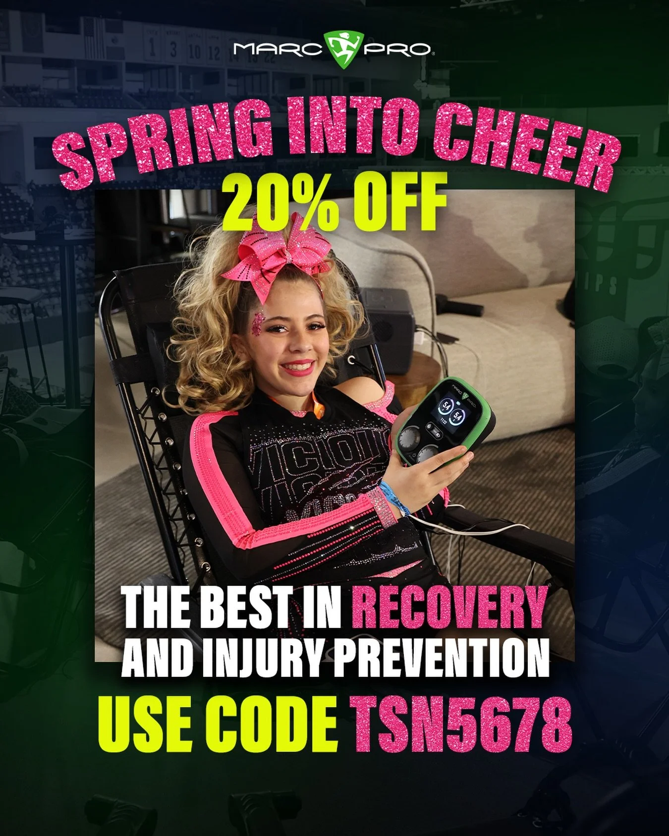Heads up TSN family! 👋

Our partners at Marc Pro heard us and have extended their 20% off sale through Monday, 3/30. Marc Pro&rsquo;s revolutionary recovery technology is new to the cheer industry, and we&rsquo;re thrilled for athletes, coaches, and