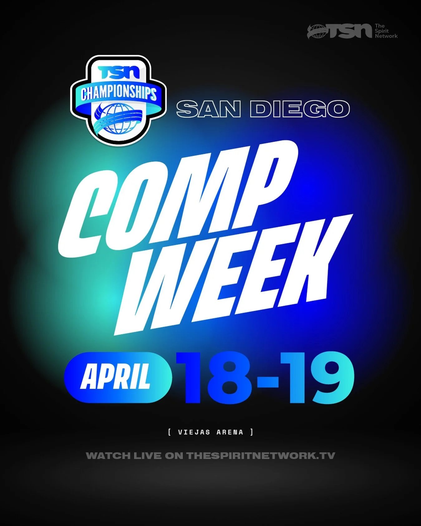 Our FIRST TSN Championships event of the season is here! 🩵

San Diego - who is ready for a weekend of nonstop fun? 🤩

#TheSpiritNetwork | #SanDiegoTSNChampionships