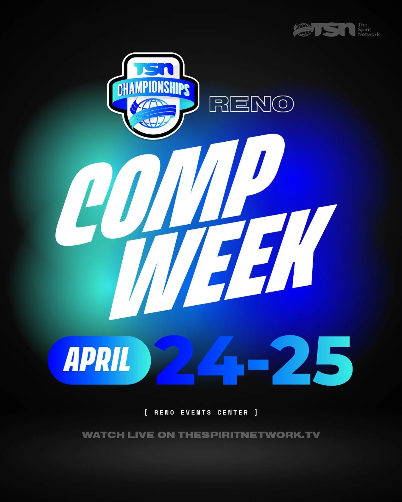Reno - you&rsquo;re up next! 🤩

The TSN Championships are headed to Nevada April 24-25. Let us know if you&rsquo;ll be there in the comments below! ⬇️

#TheSpiritNetwork | #TSNChampionships