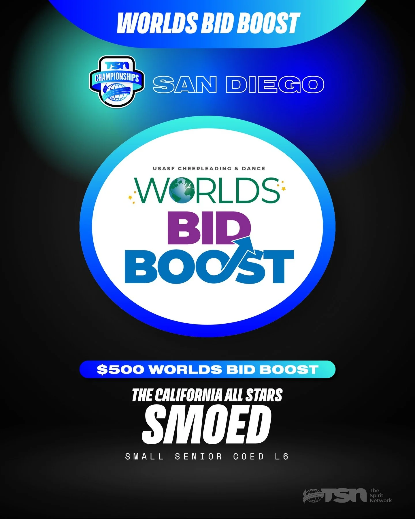 Congratulations to our Champions and Bid Boost winners from this past weekend&rsquo;s TSN Championships + SOAR Prep and Novice Championships 🏆

We loved watching these teams end their season with a BANG! 💙

#TheSpiritNetwork | #TSNChampionships